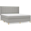 Image de vidaXL Lit boxspring avec matelas gris clair 160x200 cm Tissu