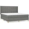 Image de vidaXL Lit boxspring avec matelas gris foncé 160x200 cm Tissu
