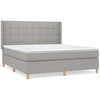 Image de vidaXL Lit boxspring avec matelas gris clair 180x200 cm Tissu