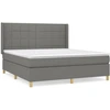 Image de vidaXL Lit boxspring avec matelas gris foncé 180x200 cm Tissu