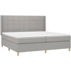 Image de vidaXL Lit boxspring avec matelas gris clair 200x200 cm Tissu