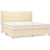 Image de vidaXL Lit boxspring avec matelas Crème 200x200 cm Tissu
