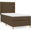Image de vidaXL Lit boxspring avec matelas brun foncé 80x200 cm Tissu
