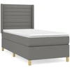 Image de vidaXL Lit boxspring avec matelas gris foncé 90x190 cm Tissu
