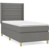 Image de vidaXL Lit boxspring avec matelas gris foncé 90x200 cm Tissu