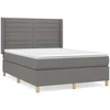 Image de vidaXL Lit boxspring avec matelas gris foncé 140x190 cm Tissu