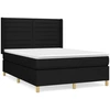 Image de vidaXL Lit boxspring avec matelas noir 140x190 cm Tissu
