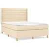Image de vidaXL Lit boxspring avec matelas Crème 140x190 cm Tissu