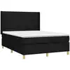 Image de vidaXL Lit boxspring avec matelas noir 140x200 cm Tissu