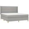 Image de vidaXL Lit boxspring avec matelas gris clair 160x200 cm Tissu