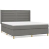 Image de vidaXL Lit boxspring avec matelas gris foncé 160x200 cm Tissu