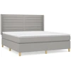 Image de vidaXL Lit boxspring avec matelas gris clair 180x200 cm Tissu