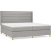 Image de vidaXL Lit boxspring avec matelas gris clair 200x200 cm Tissu