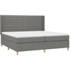 Image de vidaXL Lit boxspring avec matelas gris foncé 200x200 cm Tissu