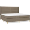 Image de vidaXL Lit boxspring avec matelas Taupe 200x200 cm Tissu