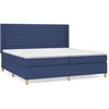 Image de vidaXL Lit boxspring avec matelas bleu 200x200 cm Tissu