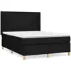 Image de vidaXL Lit boxspring avec matelas noir 140x190 cm Tissu