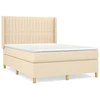 Image de vidaXL Lit boxspring avec matelas Crème 140x200 cm Tissu