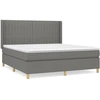 Image de vidaXL Lit boxspring avec matelas gris foncé 160x200 cm Tissu
