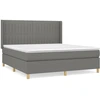 Image de vidaXL Lit boxspring avec matelas gris foncé 180x200 cm Tissu