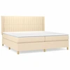 Image de vidaXL Lit boxspring avec matelas Crème 200x200 cm Tissu
