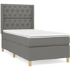 Image de vidaXL Lit boxspring avec matelas gris foncé 80x200 cm Tissu