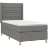 Image de vidaXL Lit boxspring avec matelas gris foncé 90x190 cm Tissu