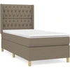 Image de vidaXL Lit boxspring avec matelas Taupe 90x190 cm Tissu