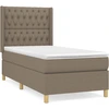 Image de vidaXL Lit boxspring avec matelas Taupe 90x200 cm Tissu