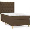 Image de vidaXL Lit boxspring avec matelas brun foncé 100x200 cm Tissu