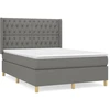 Image de vidaXL Lit boxspring avec matelas gris foncé 140x190 cm Tissu