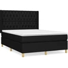 Image de vidaXL Lit boxspring avec matelas noir 140x190 cm Tissu