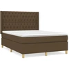 Image de vidaXL Lit boxspring avec matelas brun foncé 140x190 cm Tissu