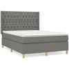 Image de vidaXL Lit boxspring avec matelas gris foncé 140x200 cm Tissu