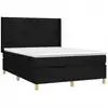 Image de vidaXL Lit boxspring avec matelas noir 140x200 cm Tissu