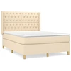 Image de vidaXL Lit boxspring avec matelas Crème 140x200 cm Tissu