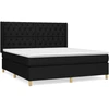 Image de vidaXL Lit boxspring avec matelas noir 160x200 cm Tissu