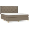 Image de vidaXL Lit boxspring avec matelas Taupe 160x200 cm Tissu