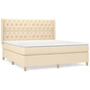 Image de vidaXL Lit boxspring avec matelas Crème 160x200 cm Tissu
