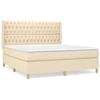 Image de vidaXL Lit boxspring avec matelas Crème 180x200 cm Tissu