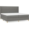 Image de vidaXL Lit boxspring avec matelas gris foncé 200x200 cm Tissu