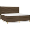 Image de vidaXL Lit boxspring avec matelas brun foncé 200x200 cm Tissu