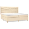 Image de vidaXL Lit boxspring avec matelas Crème 200x200 cm Tissu