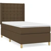 Image de vidaXL Lit boxspring avec matelas brun foncé 80x200 cm Tissu