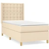 Image de vidaXL Lit boxspring avec matelas Crème 90x190 cm Tissu