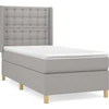 Image de vidaXL Lit boxspring avec matelas gris clair 90x200 cm Tissu