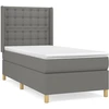 Image de vidaXL Lit boxspring avec matelas gris foncé 90x200 cm Tissu