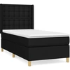Image de vidaXL Lit boxspring avec matelas noir 90x200 cm Tissu