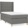 Image de vidaXL Lit boxspring avec matelas gris foncé 100x200 cm Tissu