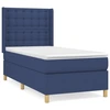 Image de vidaXL Lit boxspring avec matelas bleu 100x200 cm Tissu